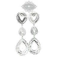 Bridal Silver Cubic Zirconia Tear Drop Clip On Earrings 145938