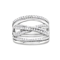 Sterling Silver Multiline Cubic Zirconia Ring 155010