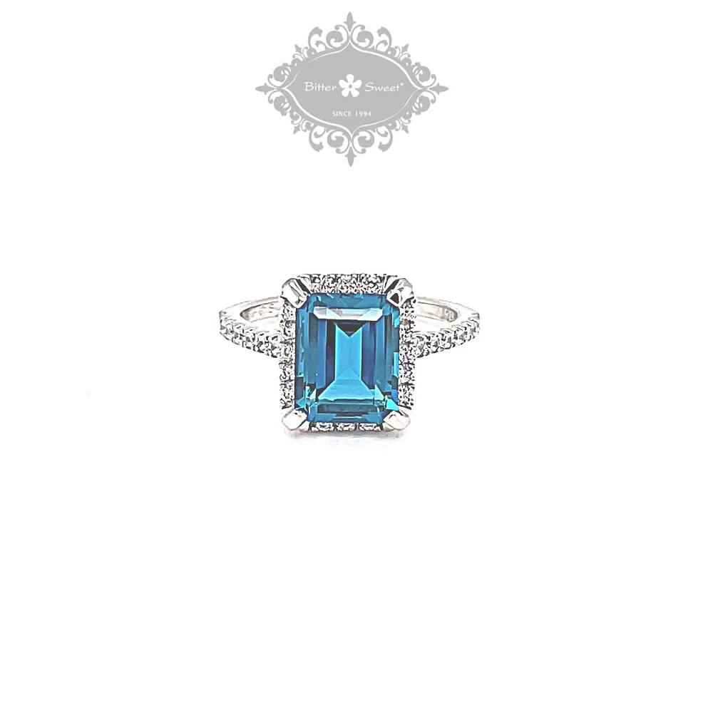 Sterling Silver Blue Cubic Zirconia Ring 151560