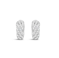 Sterling Silver  Cubic Zirconia Round Pave Twist Huggies Earrings 155074