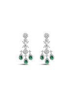 Bridal Silver Tear Drop Emerald  Cubic Zirconia Necklace +Earrings Set155006