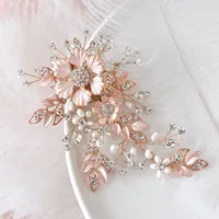 Bridal Rose Gold Flower Hair Clip 137612