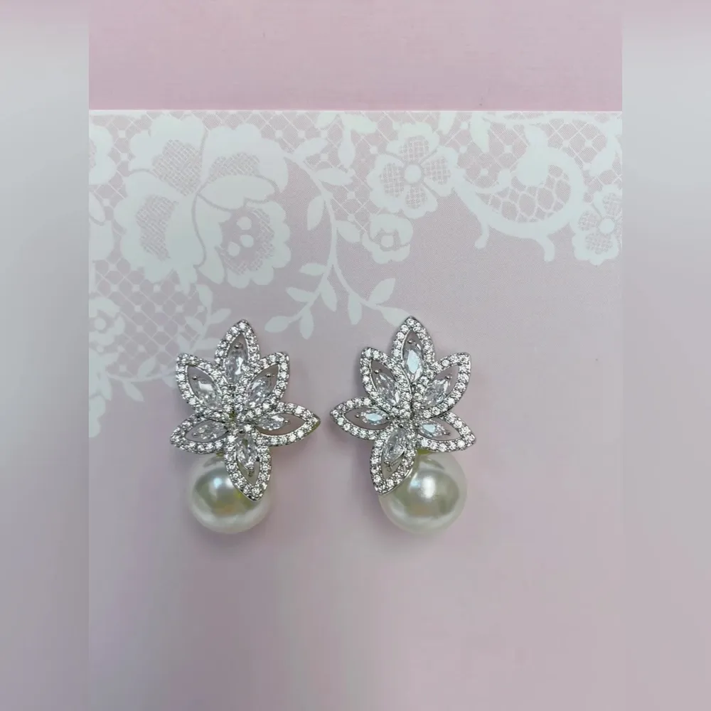 Bridal Pearl Cubic Zirconia Earrings 145905
