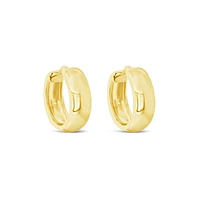 Yellow Gold Plated Sterling Silver  Round Plain Huggies Earrings 155079