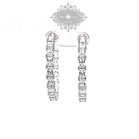 Sterling Silver Cubic Zirconia Baguette Hoop Earrings 151257