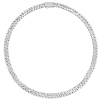 Sterling Silver  Cuban Link  Cubic Zirconia Necklace 155084