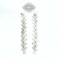 Bridal  Silver Tear Drop Long   Cubic Zirconia Earrings 155162