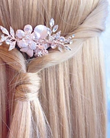 Bridal Rose Gold Flower Hair Clip 137625