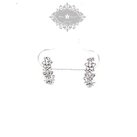 Sterling Silver Cubic Zirconia Flower Hoop Earrings 151242