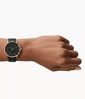Armani Exchange Three-Hand Black Mesh Steel Watch 154679