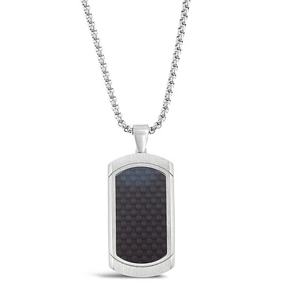 Stainless Steel Carbon Fiber Tag Necklace 150147