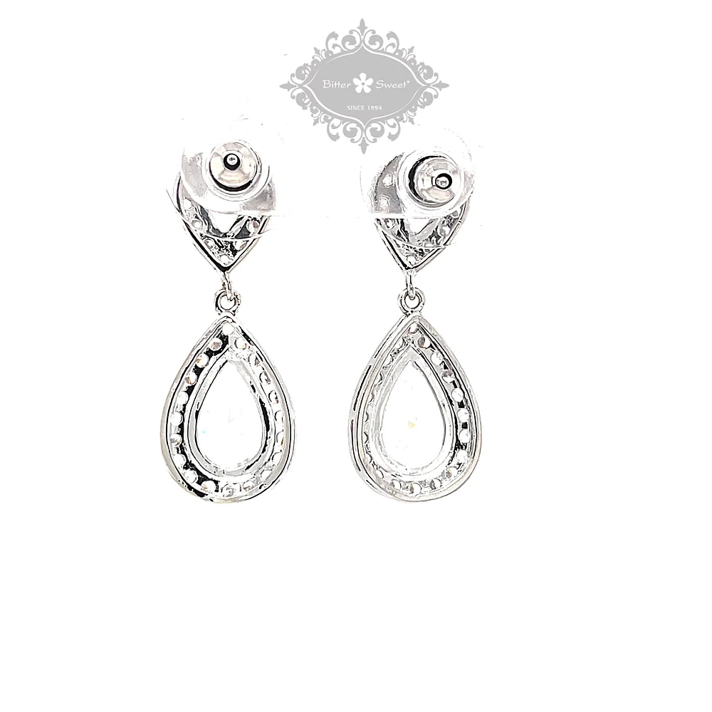 Bridal Silver Cubic Zirconia Drop Earrings 145946