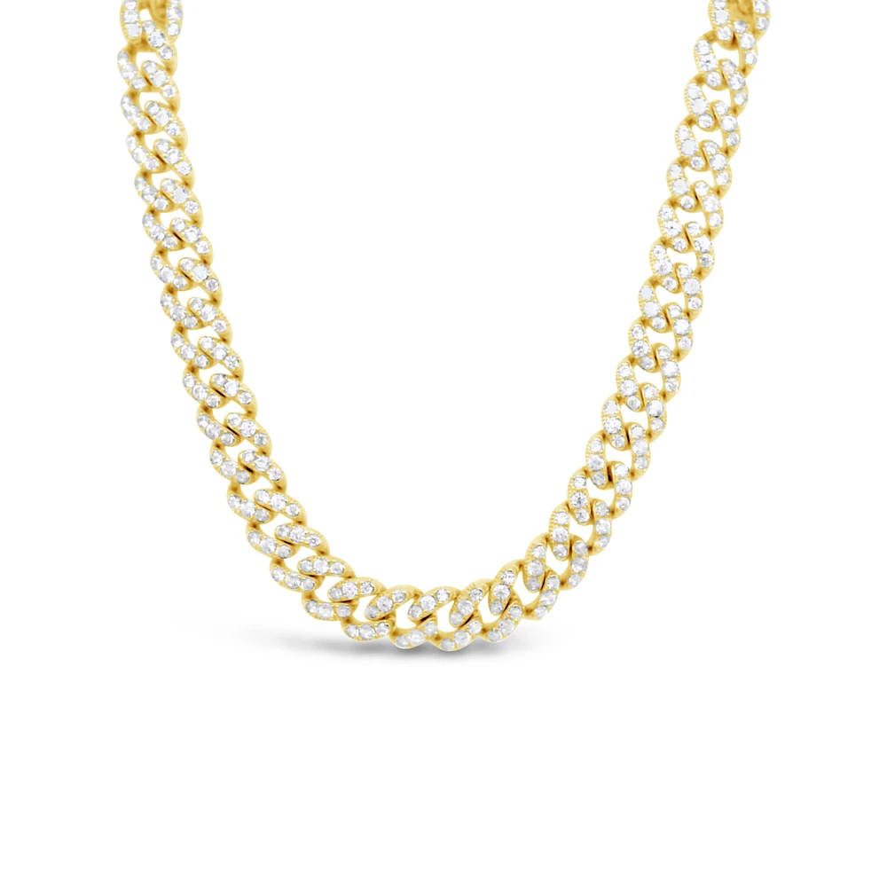 Yellow Gold Plated Sterling Silver Cubic Zirconia Cuban link  Bracelet 155081