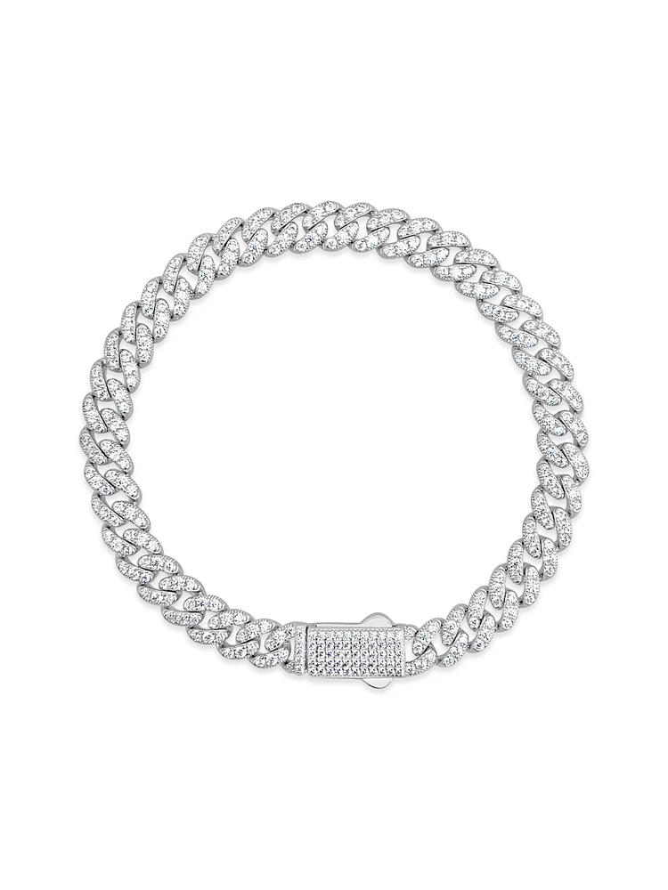 Sterling Silver Cubic Zirconia Cuban link Bracelet 155082
