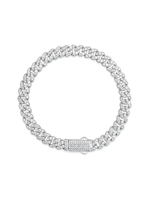 Sterling Silver Cubic Zirconia Cuban link Bracelet 155082