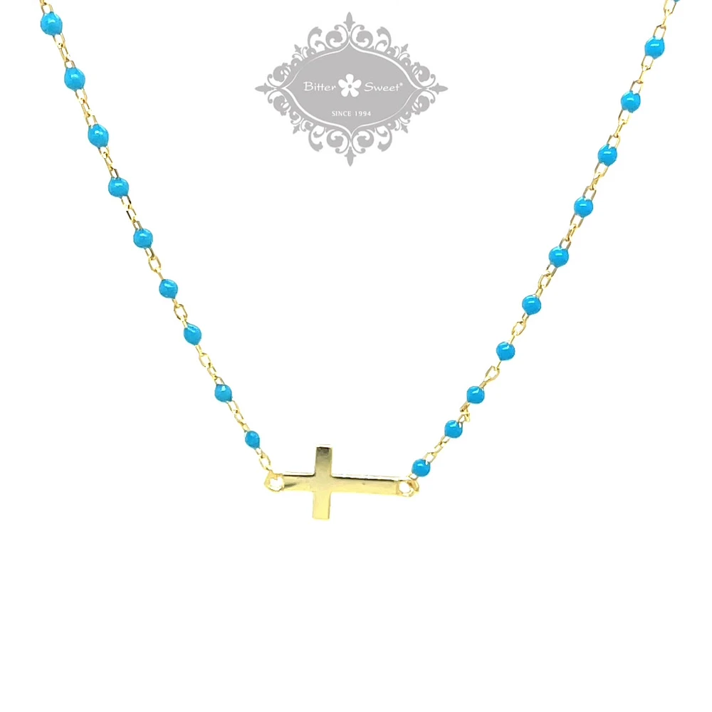 Gold Plated Sterling Silver Cubic Zirconia Cross Necklace 150509