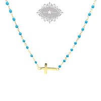 Gold Plated Sterling Silver Cubic Zirconia Cross Necklace 150509