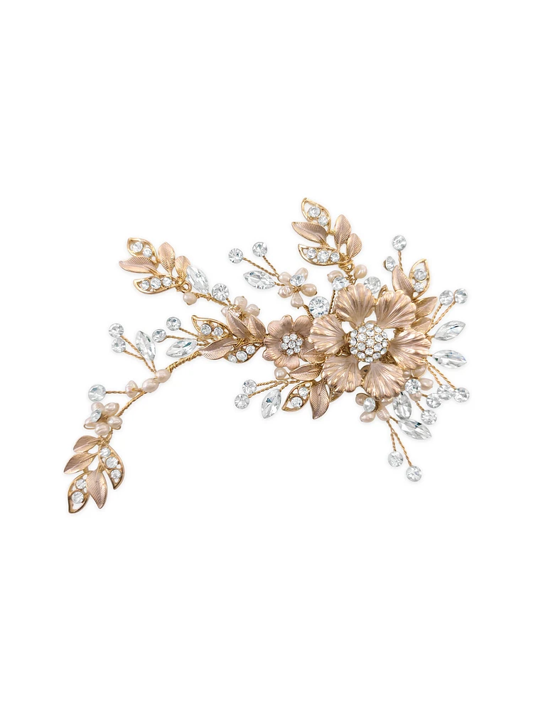 Bridal Silver Matte  Gold Flower  Hair Comb137611
