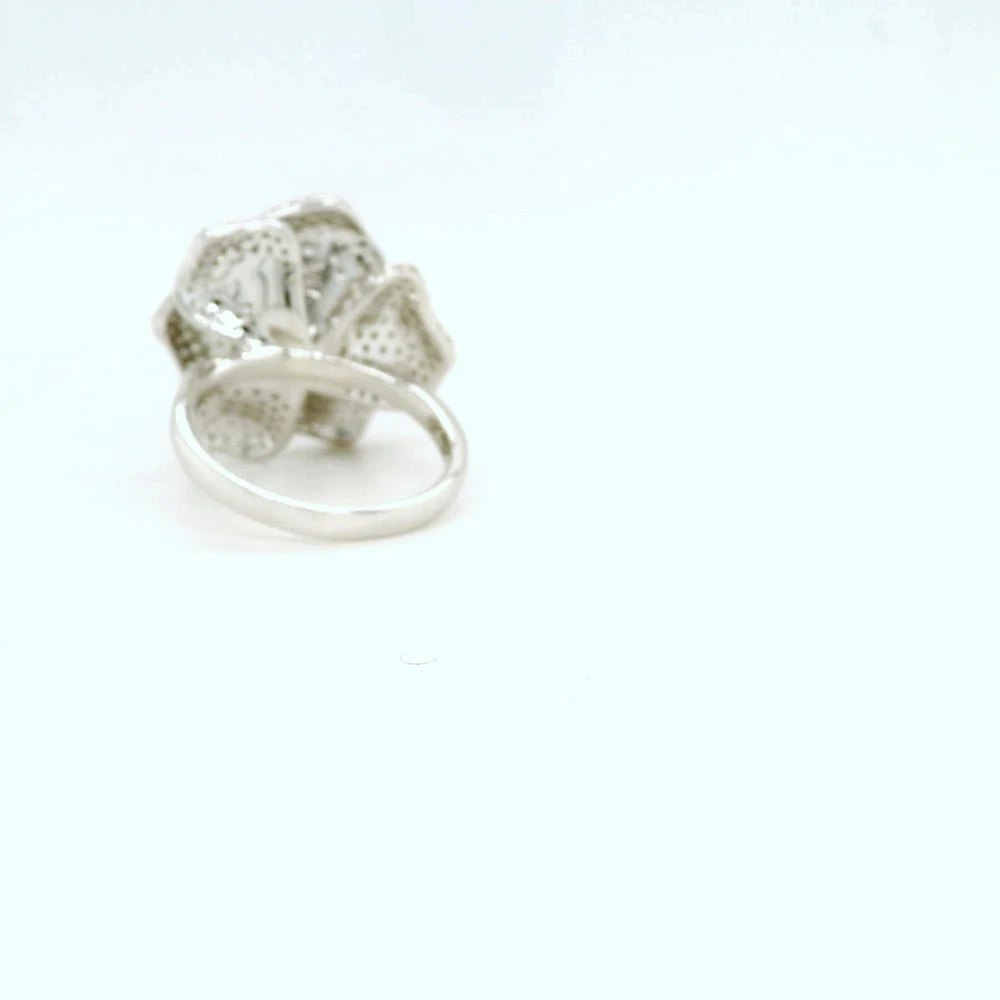 Sterling Silver Flower  Cubic Zirconia Ring 147819