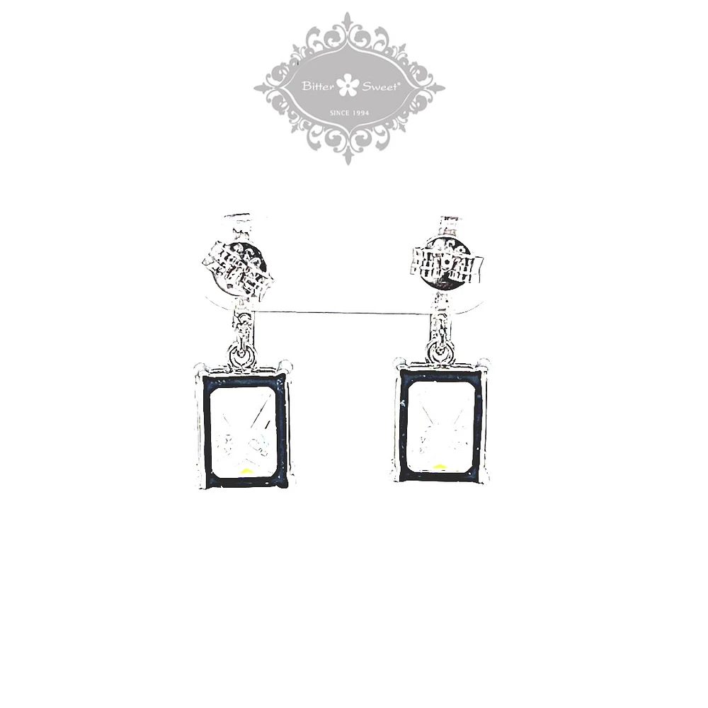 Sterling Silver Radiant Cubic Zirconia Drop Earrings 147700