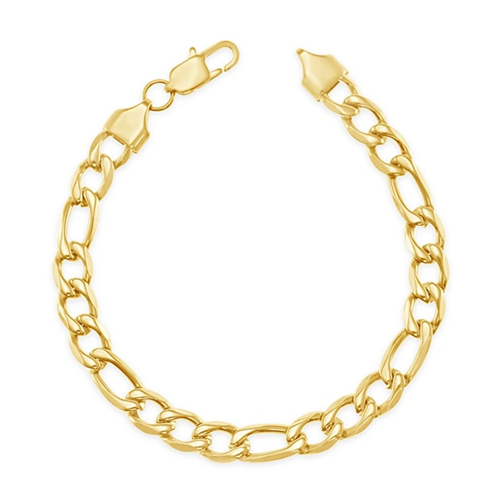 Stainless Steel Gold 7mm Figaro Bracelet 148742