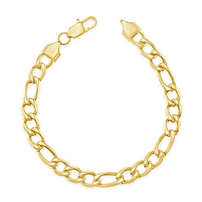 Stainless Steel Gold 7mm Figaro Bracelet 148742