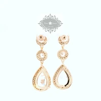 Bridal  Rose Gold Tear Drop Halo  Cubic Zirconia Earrings 155159