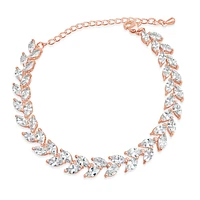Bridal Rose Gold Cubic Zirconia Marquise Leaf  Bracelet 155187