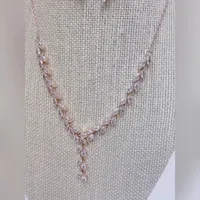 Bridal Rosegold Cubic Zirconia Necklace & Earrings Set