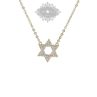 Gold Plated Sterling Silver Cubic Zirconia Star of David Necklace 151234