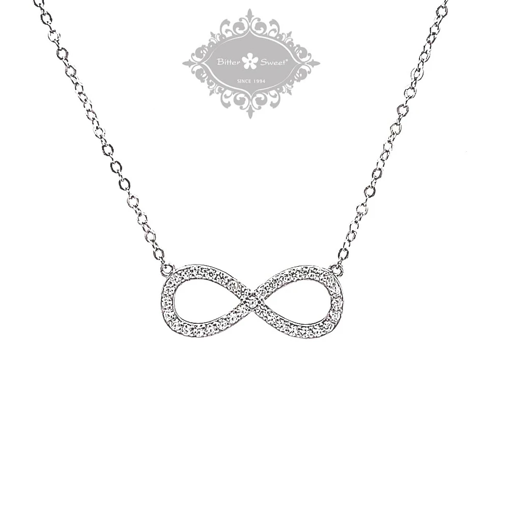 Sterling Silver Cubic Zirconia Infinity Necklace 151229