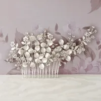 Bridal Silver Flower Hair Comb 125943