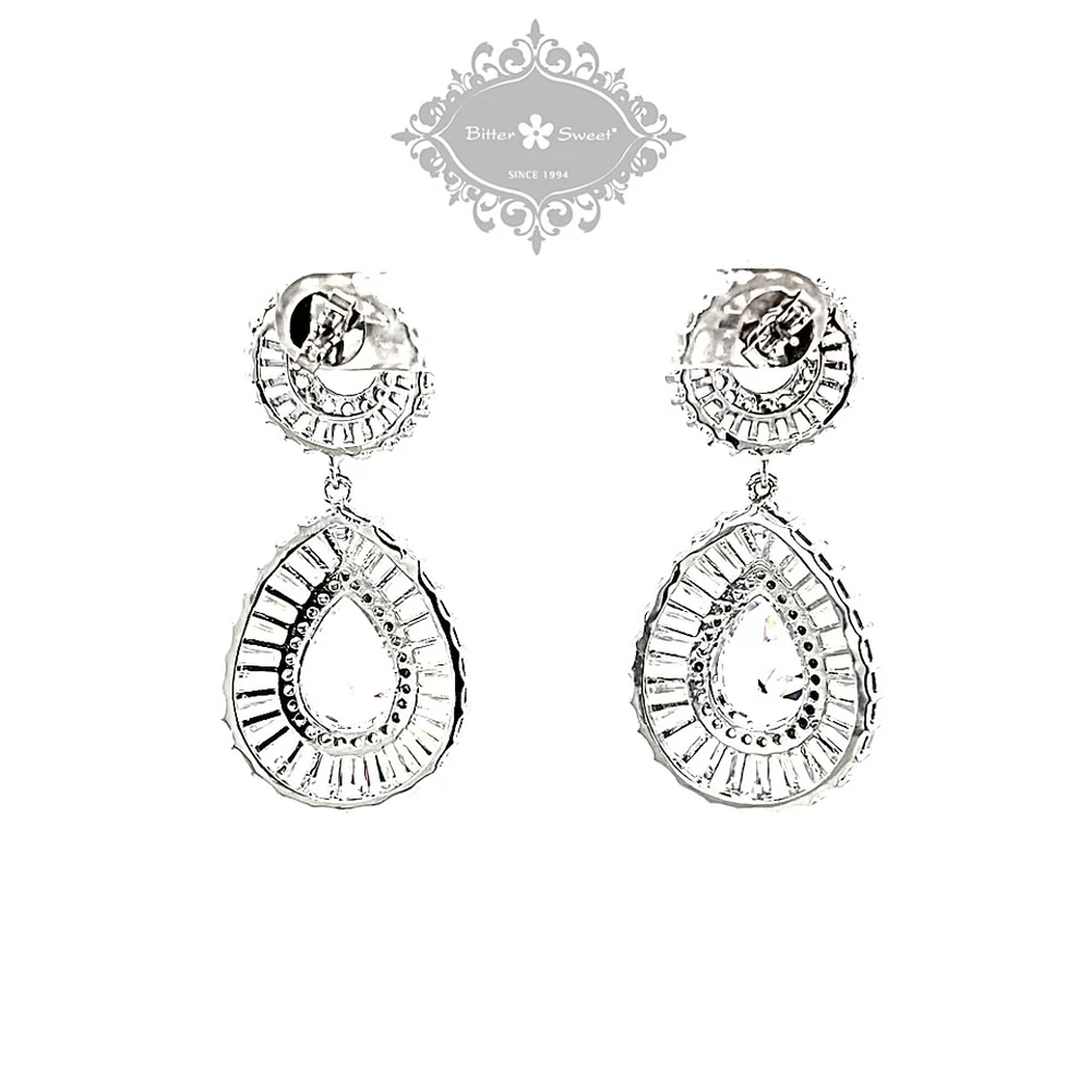 Bridal Silver Cubic Zirconia Tear Drop Earrings 127861