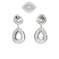 Bridal Silver Cubic Zirconia Tear Drop Earrings 127861