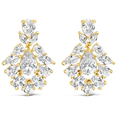 Bridal  Gold Tear Drop Jewel Cubic Zirconia Earrings 155178
