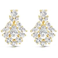 Bridal  Gold Tear Drop Jewel Cubic Zirconia Earrings 155178