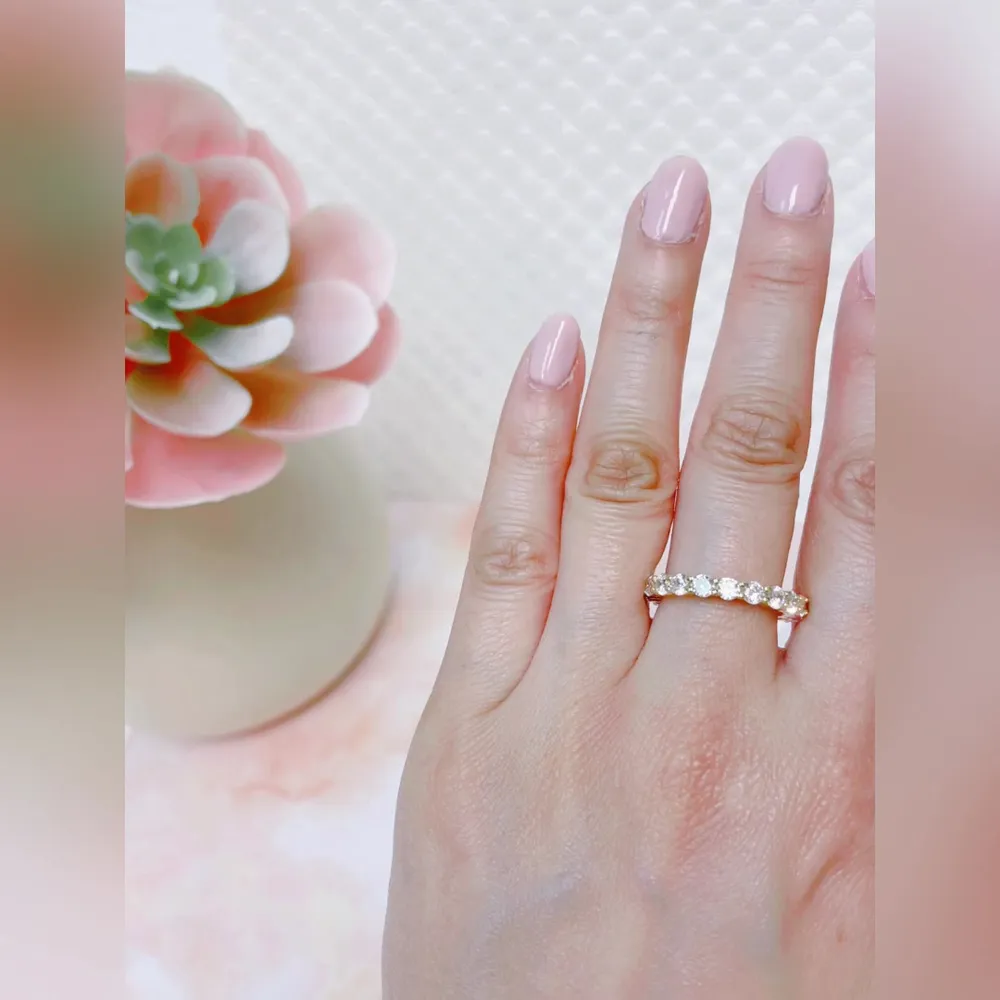 Gold Plated Sterling Silver 3mm Cubic Zirconia Eternity Ring 146106