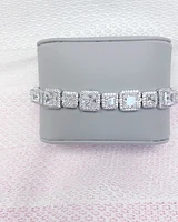 Sterling Silver Square Cubic Zirconia Tennis Bracelet 125090