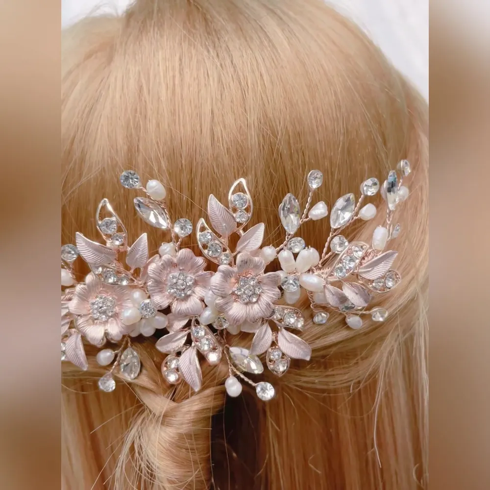 Bridal Flower Wire Rosegold Hairclip 146378