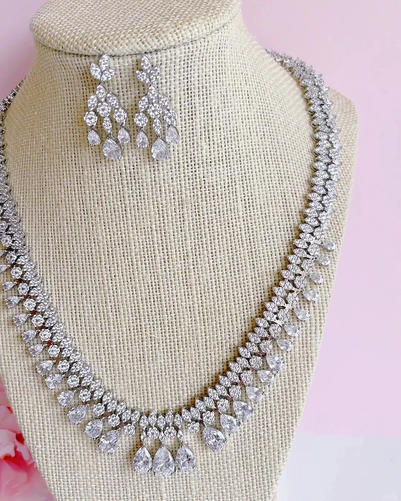 Bridal Cubic Zirconia Necklace & Earrings Set 152748