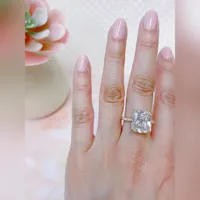 Gold Plated Sterling Silver Cubic Zirconia Radiant Cut Ring 146116