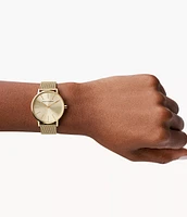 Armani Exchange Three-Hand Gold Mesh Steel Watch 154680