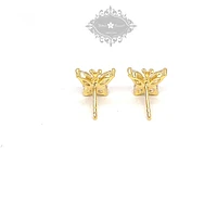 Gold Plated Sterling Silver Cubic Zirconia Butterfly Earrings