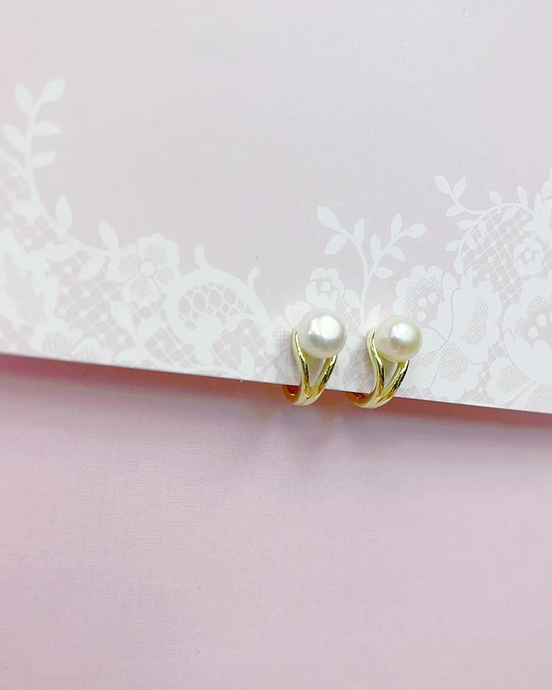 Gold Plated Sterling Silver Pearl Earrings 152293
