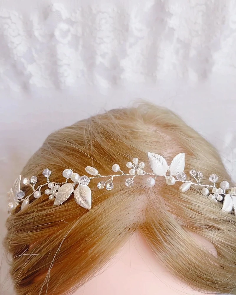 Bridal Leaf Wire Silver Hair Vine 152422