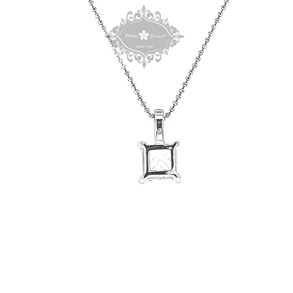 Sterling Silver Square Cubic Zirconia Necklace 147705