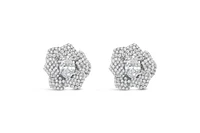 Sterling Silver Heart Cubic Zirconia Flower Earrings 151974