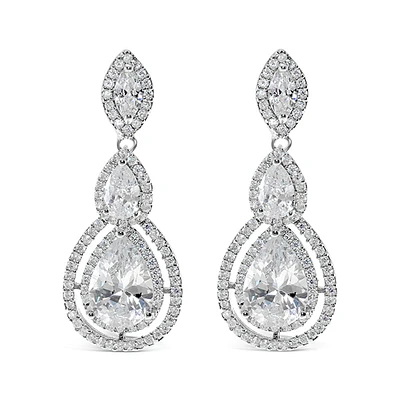 Bridal Silver Cubic Zirconia Tear Drop Earrings 127606