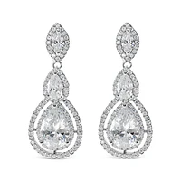 Bridal Silver Cubic Zirconia Tear Drop Earrings 127606