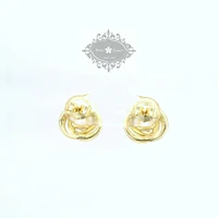 Yellow Gold Plated Sterling Silver  Round  Twist Cubic Zirconia Earrings 155051